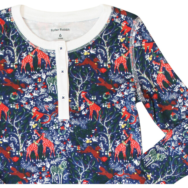 Navy Kids Pajamas, Holly Jolly Jungle - Pajamas - 3