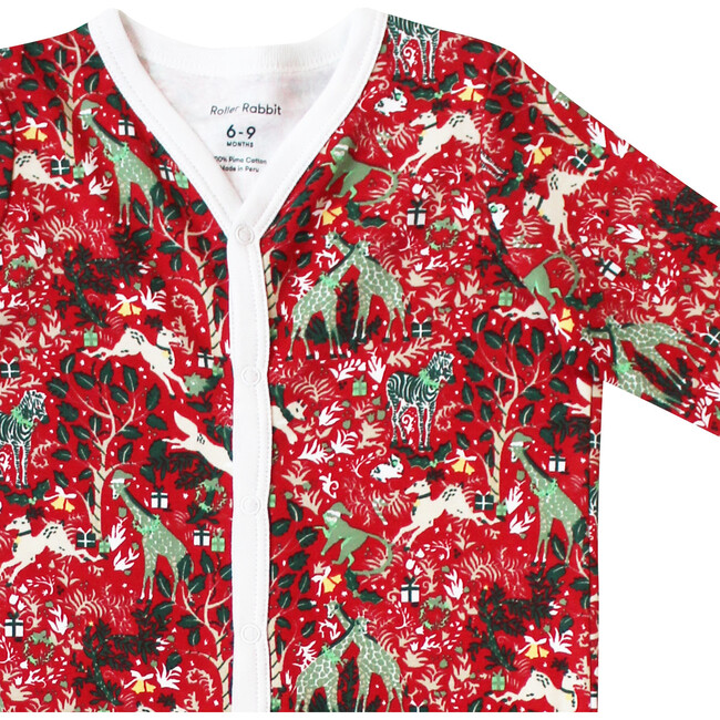 Red Infant Footie Pajamas, Holly Jolly Jungle - Pajamas - 3