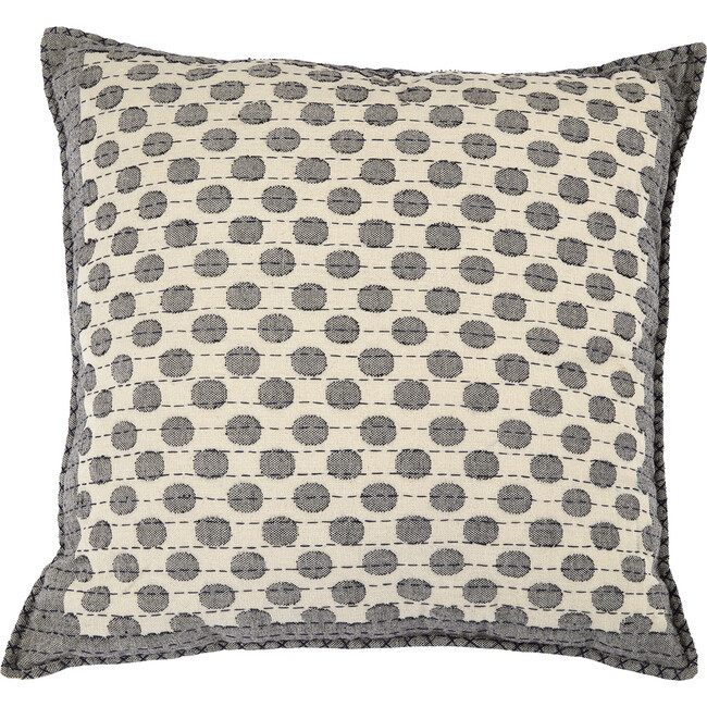 Artisan Hand Loomed Cotton Square Pillow Case, Dots in Grey