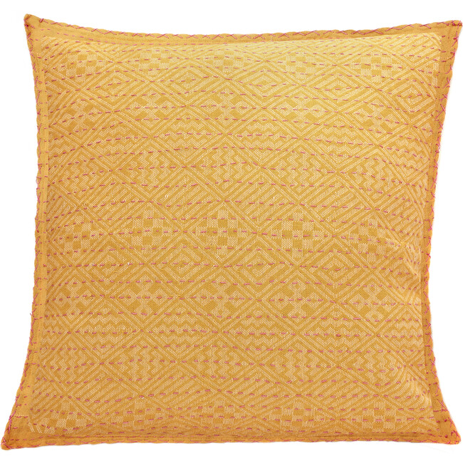 Cotton Square Pillow , Yellow Diamonds