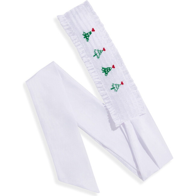 McLean Smocked Party Sash, White Taffeta - Party - 1