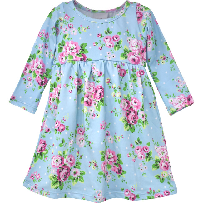 UPF 50+ Lumi Long Sleeve Tee Dress, Blue Country Floral