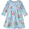 UPF 50+ Lumi Long Sleeve Tee Dress, Blue Country Floral - Dresses - 1 - thumbnail