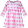 UPF 50+ Lumi Long Sleeve Tee Dress, Buffalo Check Pink - Dresses - 1 - thumbnail