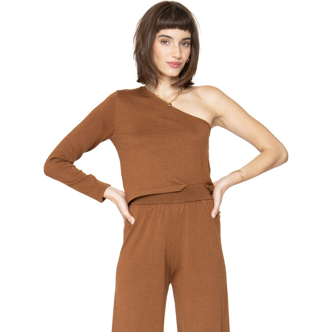 Women's Long Sleeve Lora Top, Root Beer - Sweaters - 1