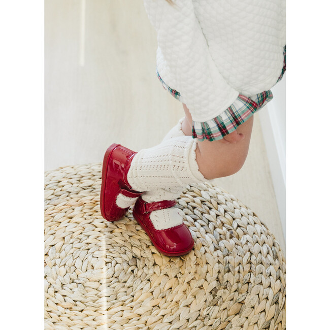 Baby Cara Scalloped Leather Mary Jane, Red - Mary Janes - 3