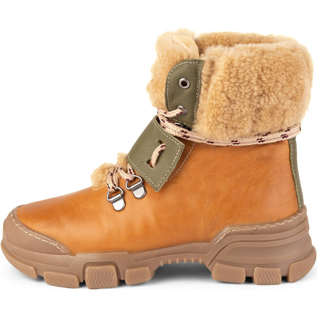 Camel.Olive Chunky Boots, Multi-color
