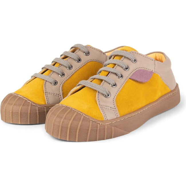 Mustard.Beige Retro Sneakers, Multi-color