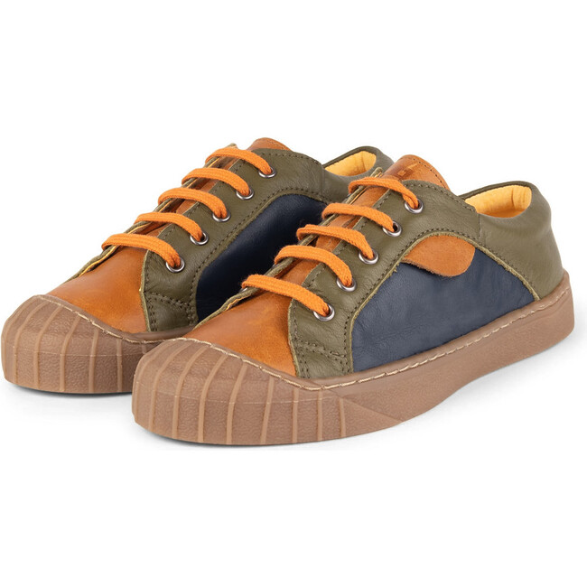 Camel.Olive Retro Sneakers, Multi-color