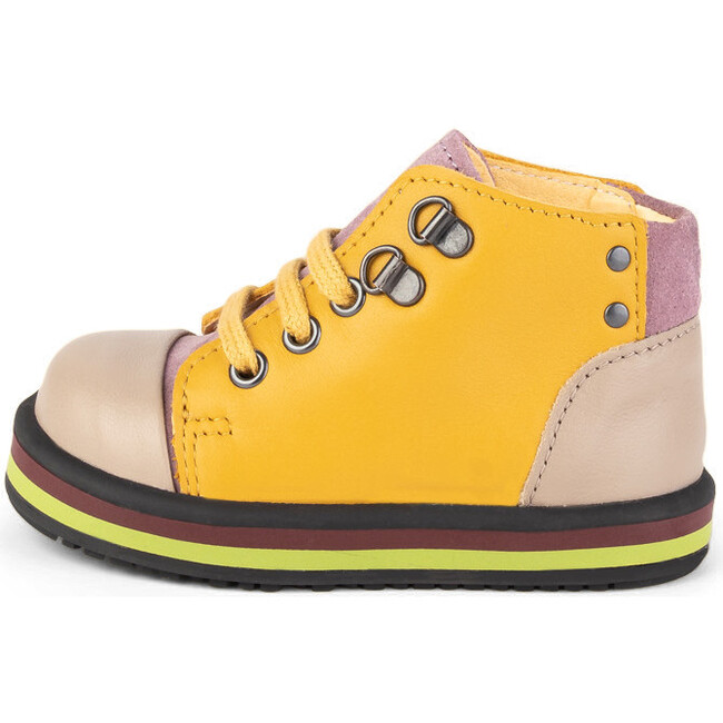 Beige.Mustard Vintage Booties, Multi-color