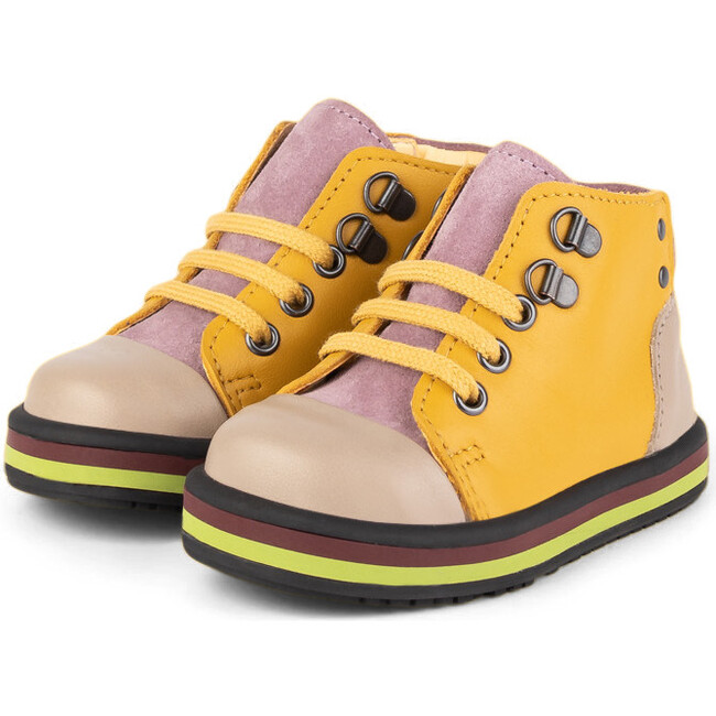 Beige.Mustard Vintage Booties, Multi-color