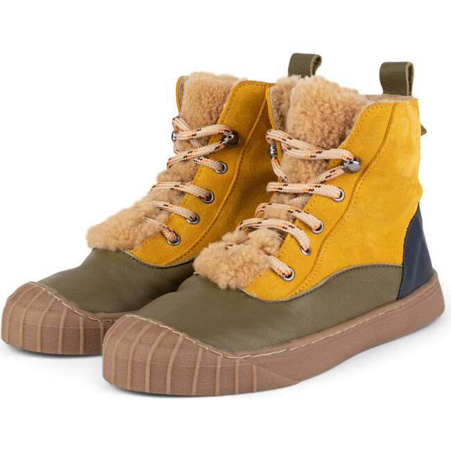 Olive.Mustard Hi-Top Sneakers, Multi-color