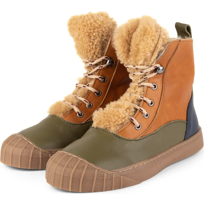 Olive.Camel Hi-Top Sneakers, Multi-color