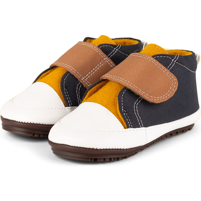 Mustard.Dark Grey Eco Strap Sneaker Booties, Multi-color