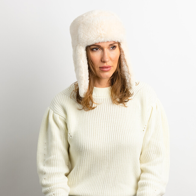 Women's Apres Sherpa Trapper, Ivory - Hats - 3