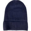 Women's Cashmere Slouchy Cuff Beanie, Navy - Hats - 1 - thumbnail