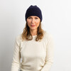 Women's Cashmere Slouchy Cuff Beanie, Navy - Hats - 2 - thumbnail