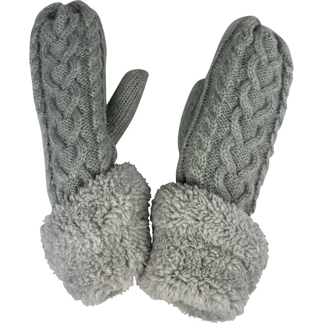Women's Cable Lined Mitten, Light Grey
