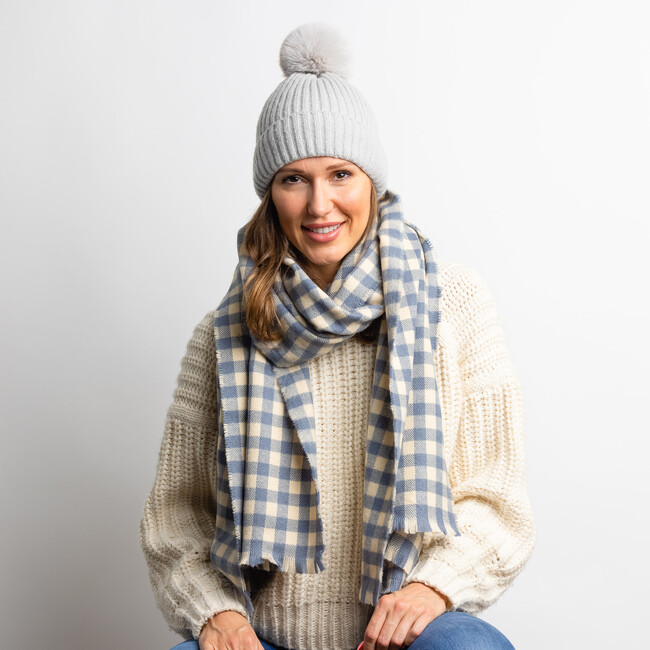 Women's The Check Scarf, Chambray