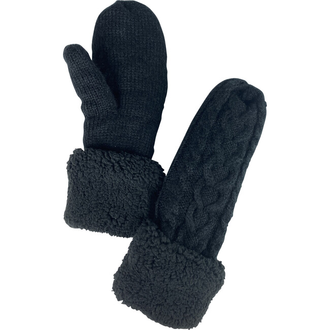 Women's Cable Lined Mitten, Black