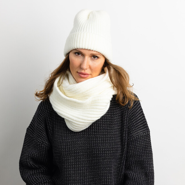 Women's Lodge Knit Loop Scarf, Winter White - Scarves - 2