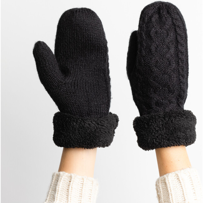 Women's Cable Lined Mitten, Black