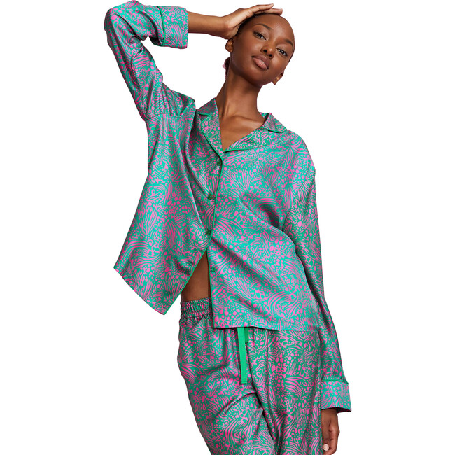 Women's Silk Pajama Shirt, Multi