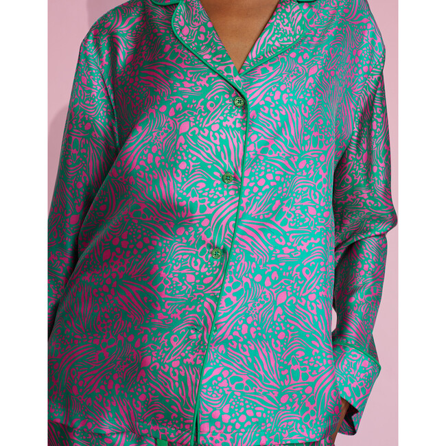 Women's Silk Pajama Shirt, Multi - Pajamas - 3