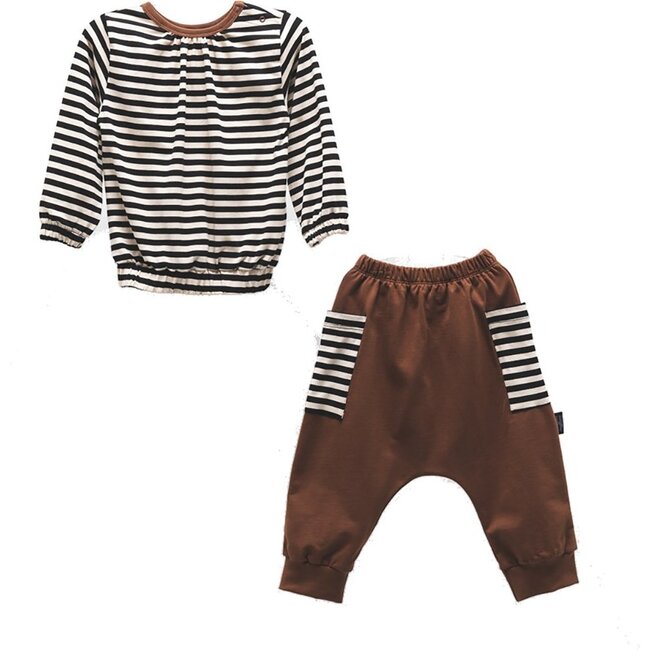 Striped Outfit Set, Brown