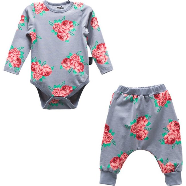 Roses Bodysuit Outfit, Blue