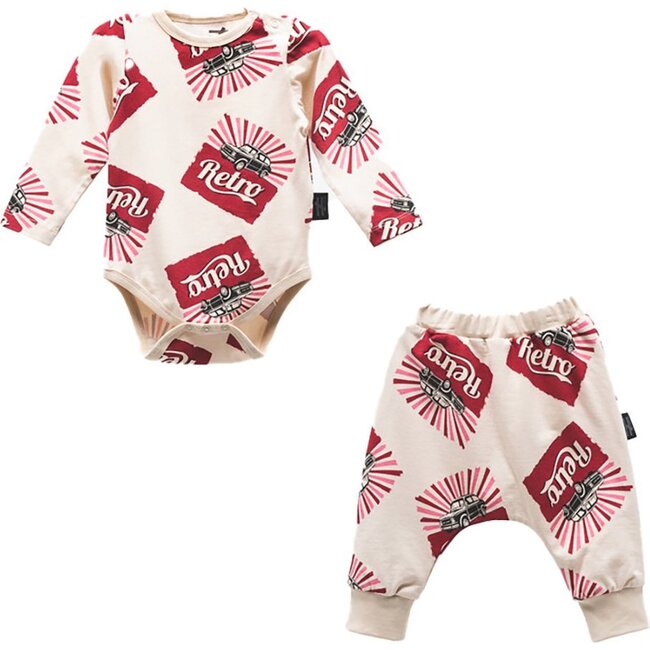 Retro Bodysuit Outfit, Beige - Onesies - 1