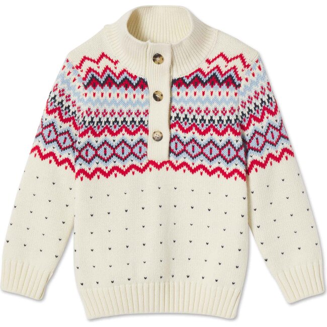 Scott Varsity Fairisle Sweater, Cannoli Cream - Sweaters - 1