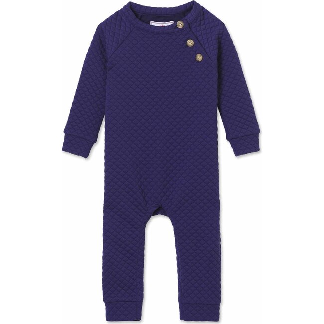 Reese Quilted Romper, Blue Ribbon - Rompers - 1