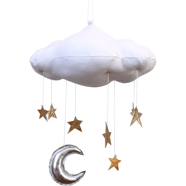 LUXE Cloud Mobile, Gold Stars + Silver Moon - Mobiles - 1
