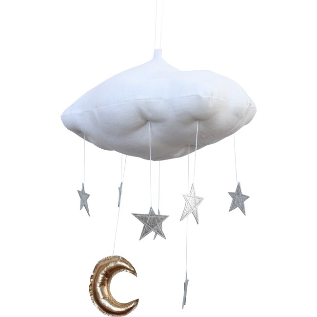 LUXE Cloud Mobile, Silver Stars + Gold Moon - Mobiles - 1