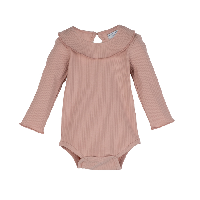 Baby Elsie Ruffle Neck Bodysuit, Pink - Onesies - 1