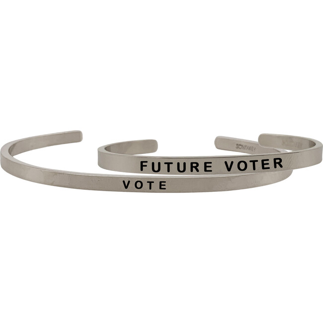 *Exclusive* Mommy & Me Vote Bracelet Set, Silver