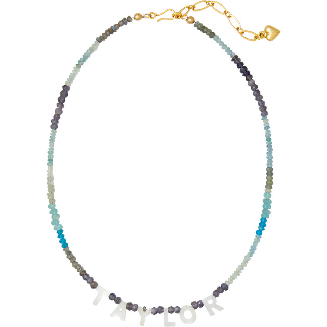 Say My Name Necklace, Blue Gemstone Ombre - Necklaces - 1