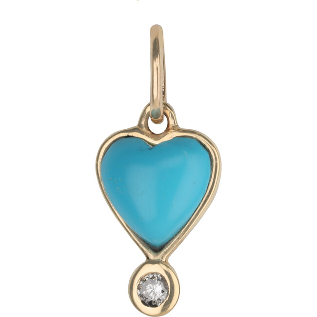 Byrdie Heart Charm, Turquoise - Necklaces - 1