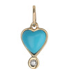 Byrdie Heart Charm, Turquoise - Necklaces - 1 - thumbnail