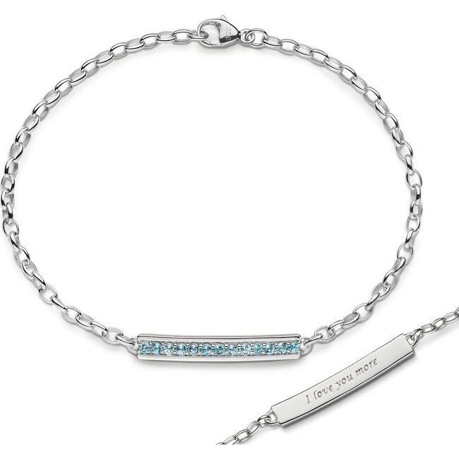 Steling Silver "I love you more" Aquamarine Poesy Bracelet - Bracelets - 1