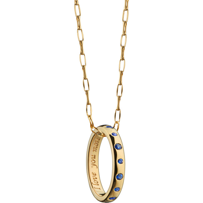 18K Yellow Gold "I love you more" Poesy Ring Necklace - Necklaces - 1