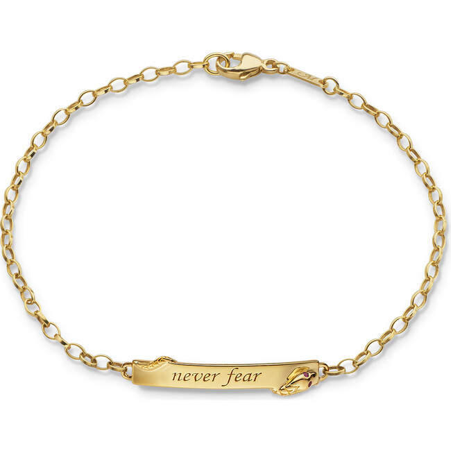 18K Yellow Gold Snake "Never Fear" Snake Petite Poesy Bracelet - Bracelets - 1
