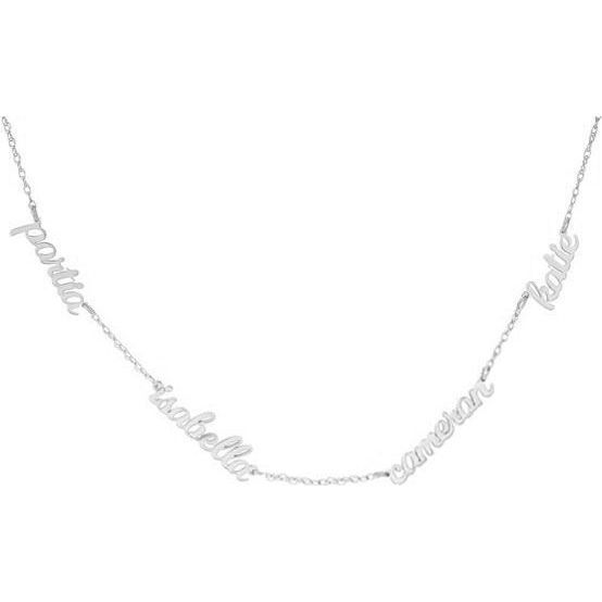 Sterling Silver Nameplate Necklace, 4 Names - Necklaces - 1