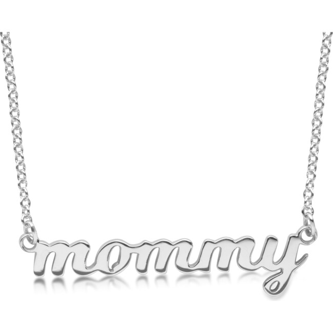 Sterling Silver Script Mommy Nameplate Necklace