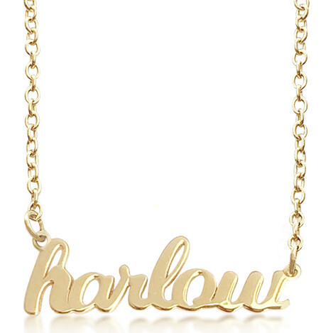 Gold Script Nameplate Necklace, 1 Name