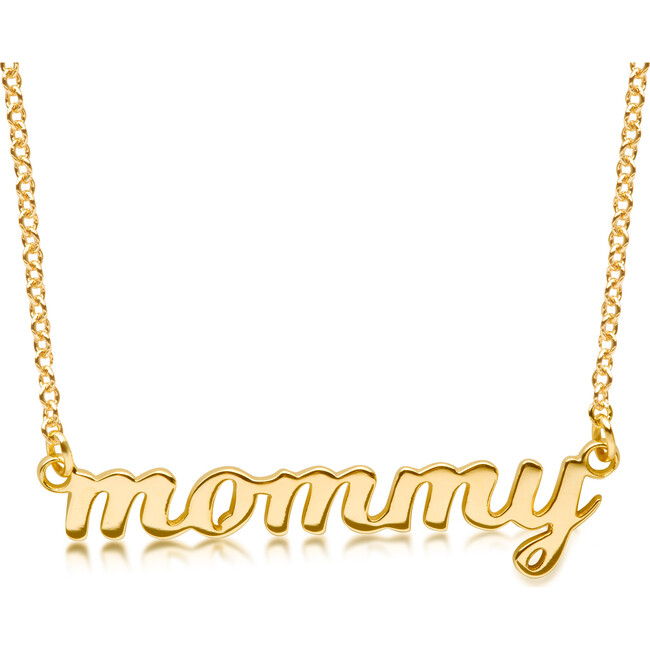 Gold Script Mommy Nameplate Necklace