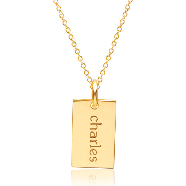 Engravable Gold Mini Dog Tag Necklace