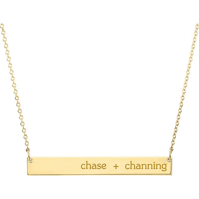 Engravable Gold Skinny Bar Necklace - Necklaces - 4