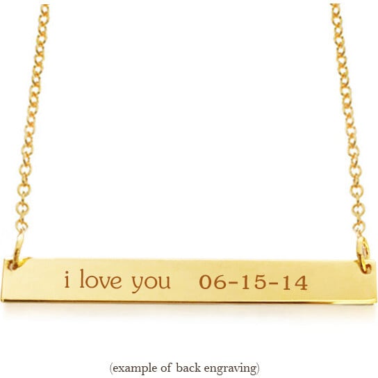 Engravable Gold Skinny Bar Necklace - Necklaces - 5